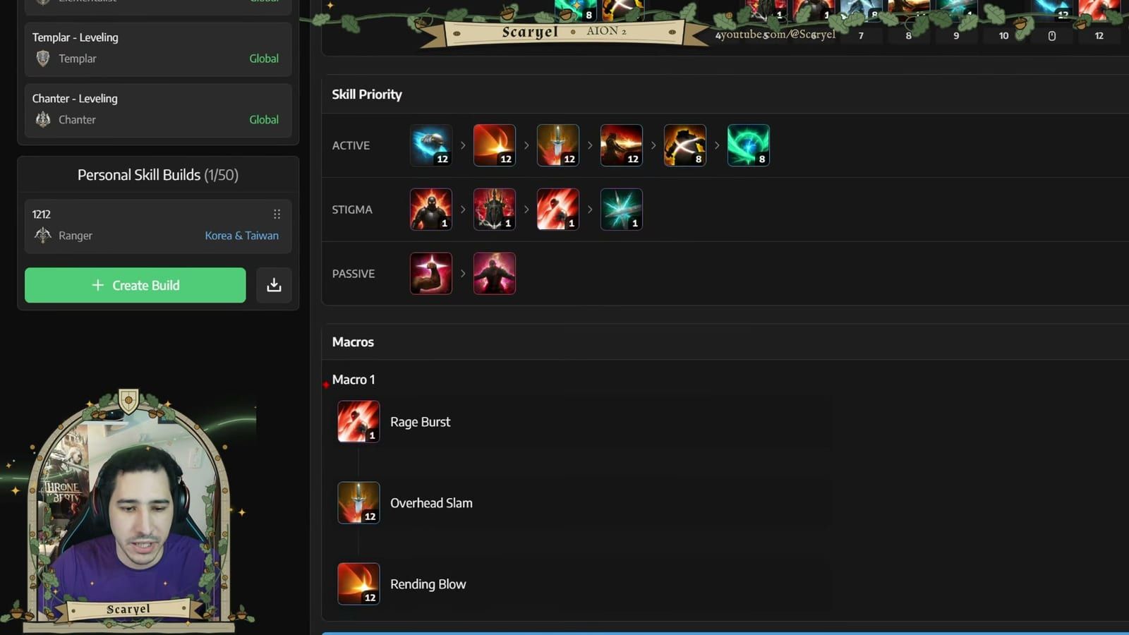 Build no Questlog com o macro de três habilidades do Gladiador