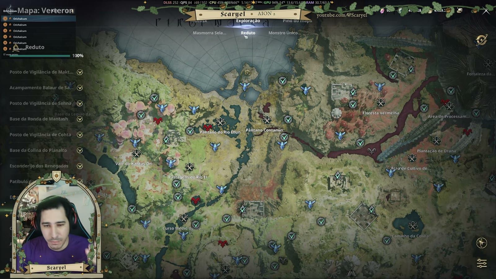 Aba Reduto do mapa com os pontos a concluir