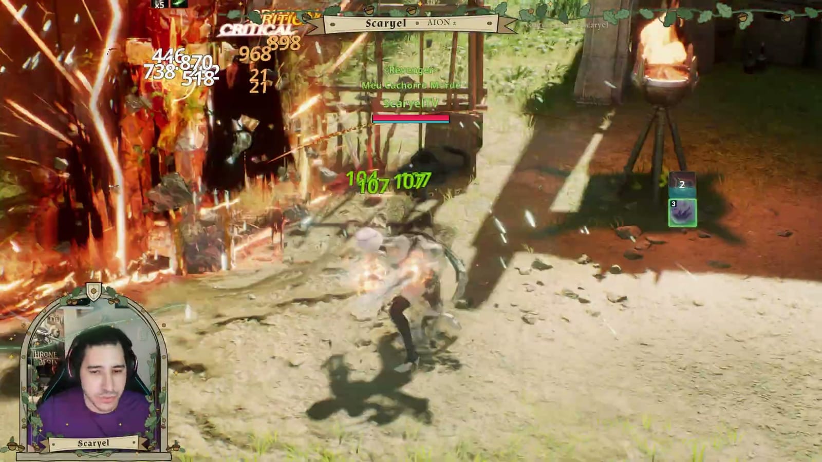 Durante o ataque, sombras pretas ao redor dos pés indicam o Animation Cancel ativo