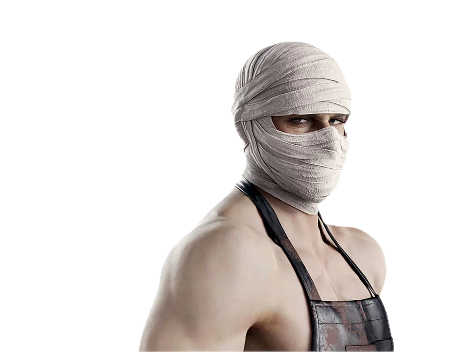Face Bandages — ataduras cobrindo o rosto inteiro, só os olhos ficam de fora