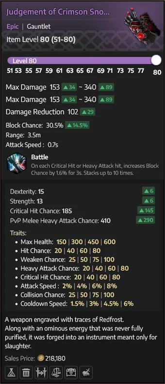 Judgement of Crimson Snow Gauntlet — Manoplas