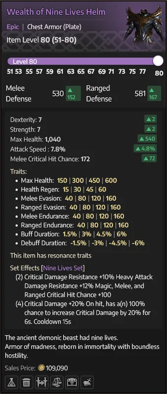 Wealth of Nine Lives Armor — Peitoral