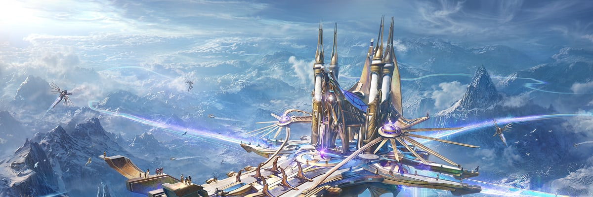 Aetherion sobre a cordilheira de Nix — o hub de um patch que reescreve quase todo evento súbito abaixo dele