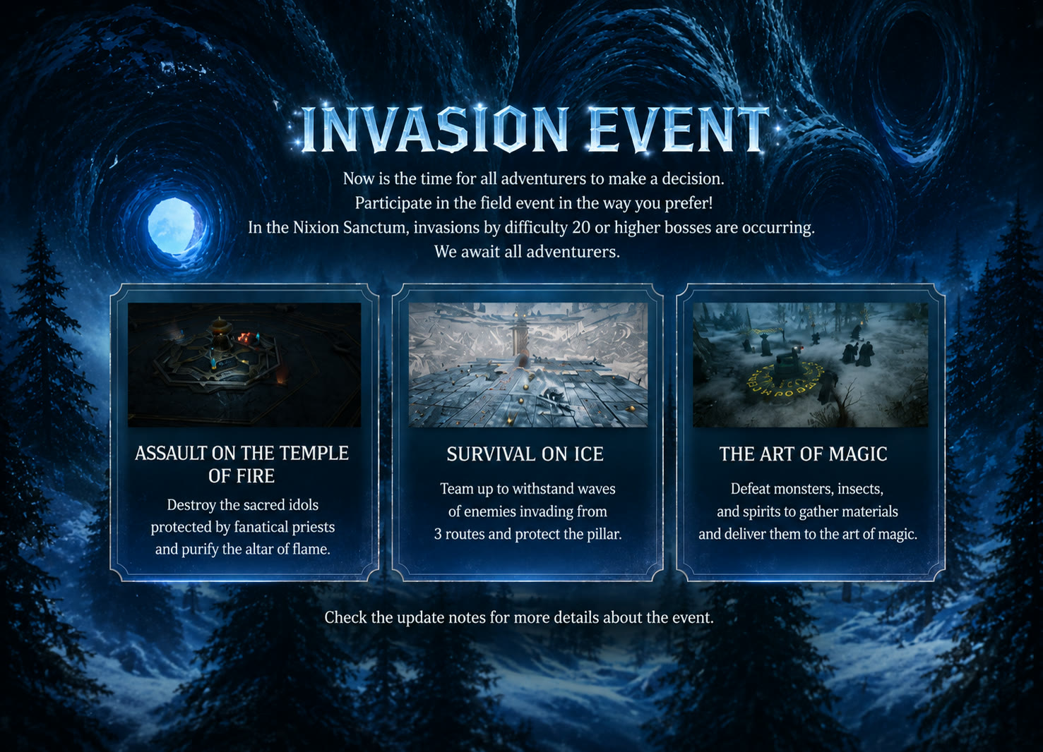 Invasion Event — join the field event however you prefer. There are 25 variations in total.