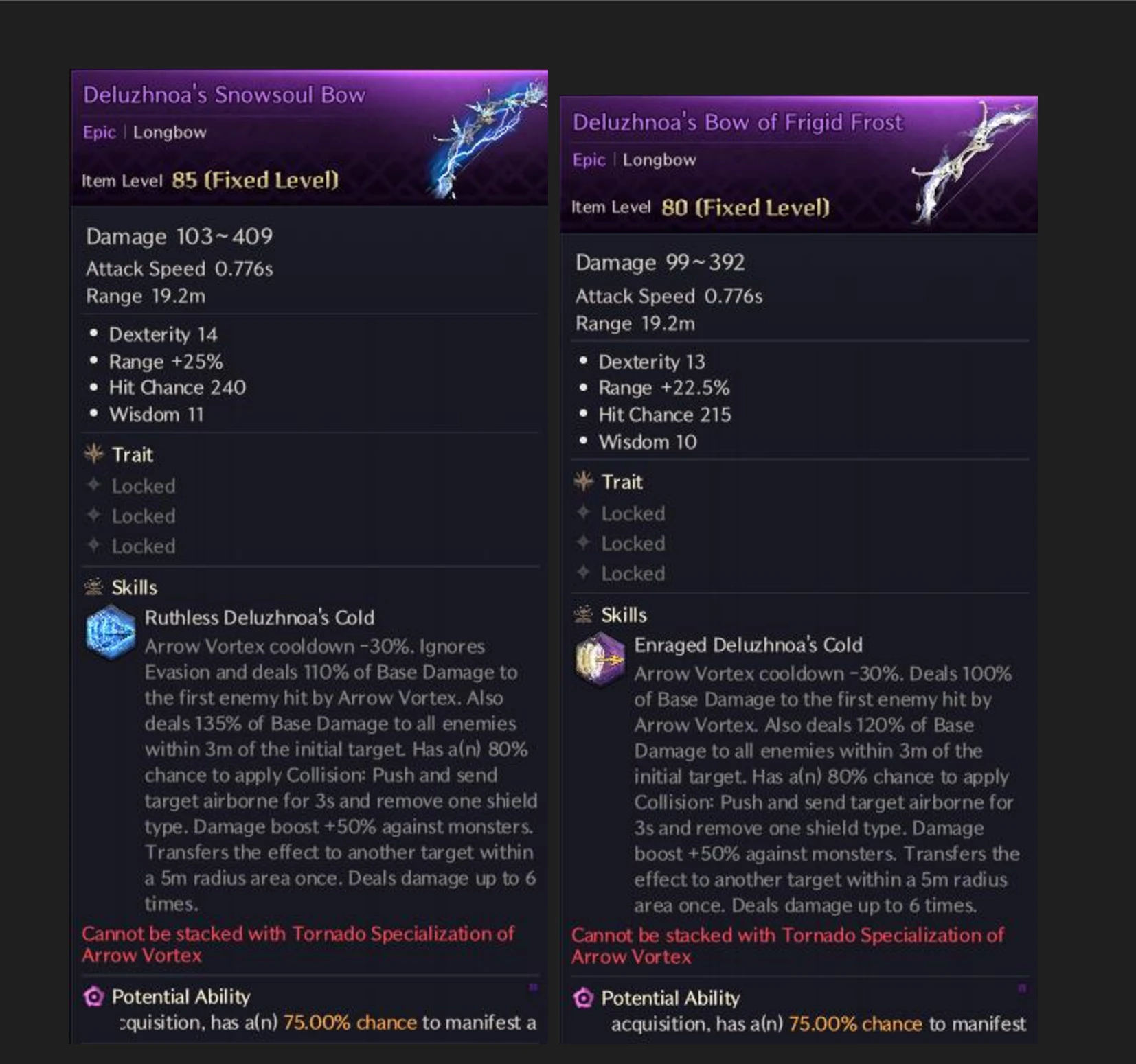 Deluzhnoa's Snowsoul Bow vs Bow of Frigid Frost