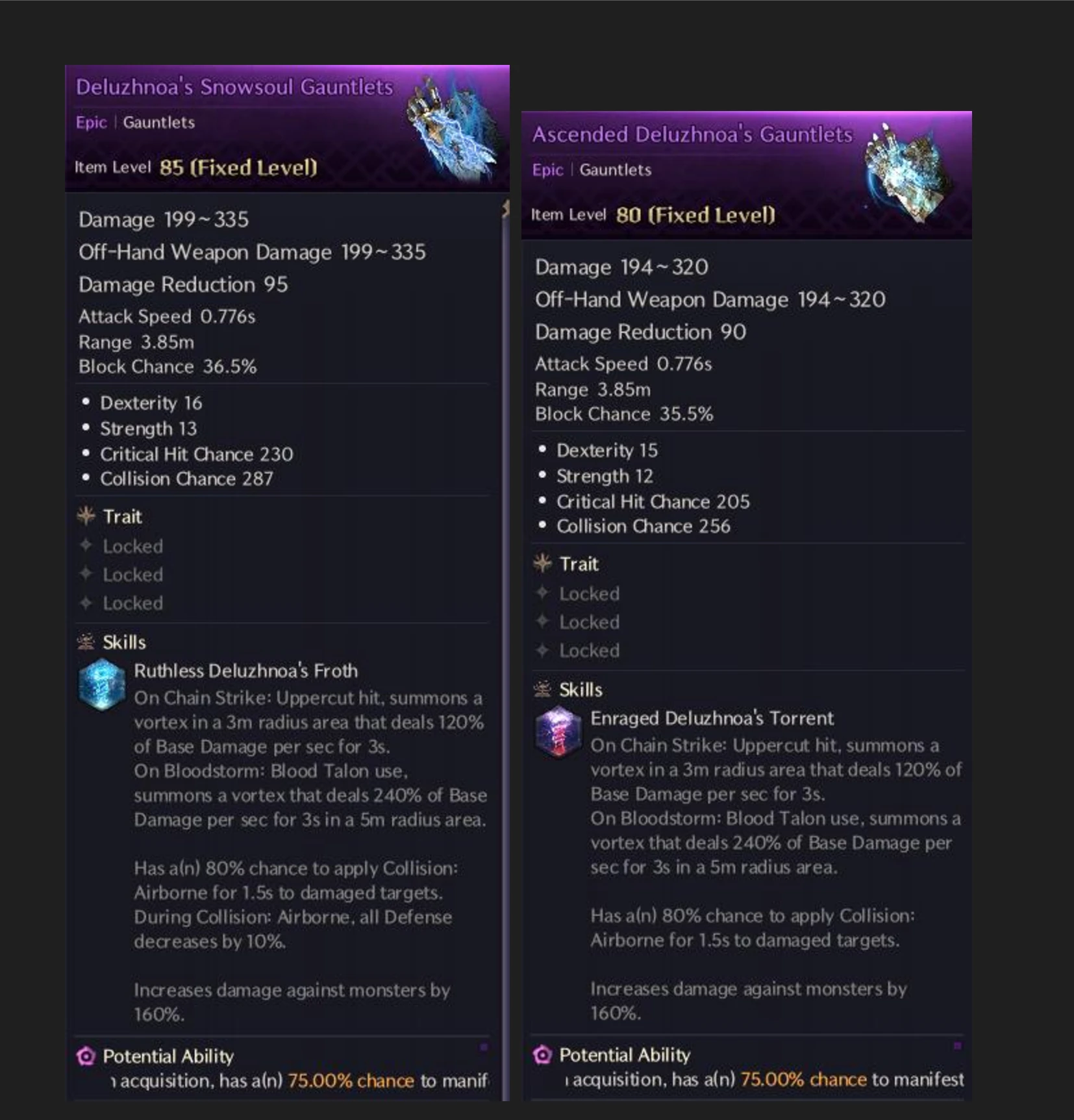 Deluzhnoa's Snowsoul Gauntlets vs Ascended Deluzhnoa's Gauntlets