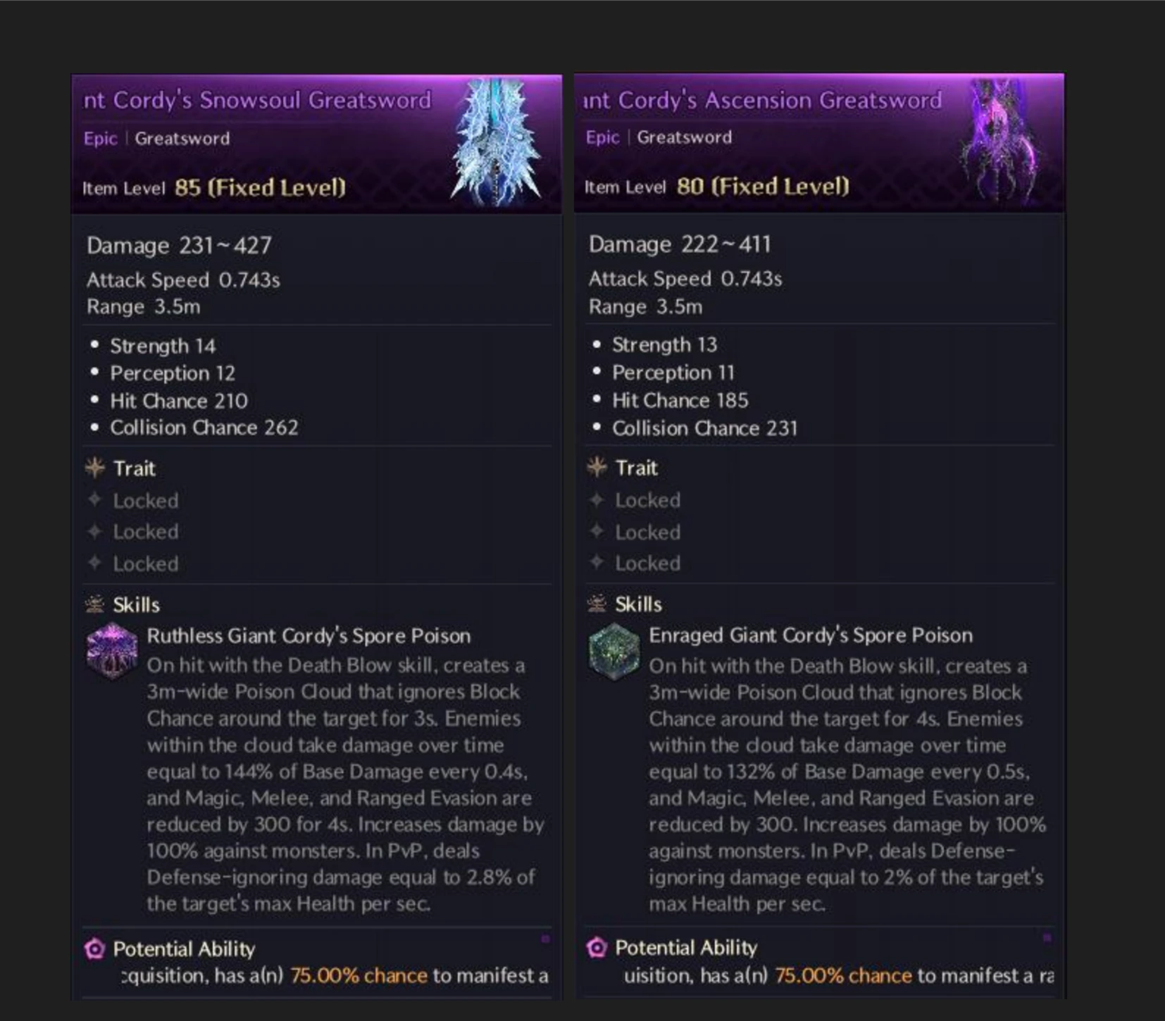 Giant Cordy's Snowsoul Greatsword vs Ascension Greatsword