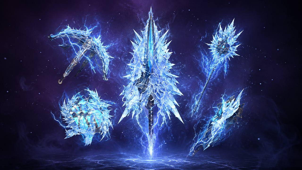 As dez classes de arma da safra Snowsoul, nível 85 fixo.