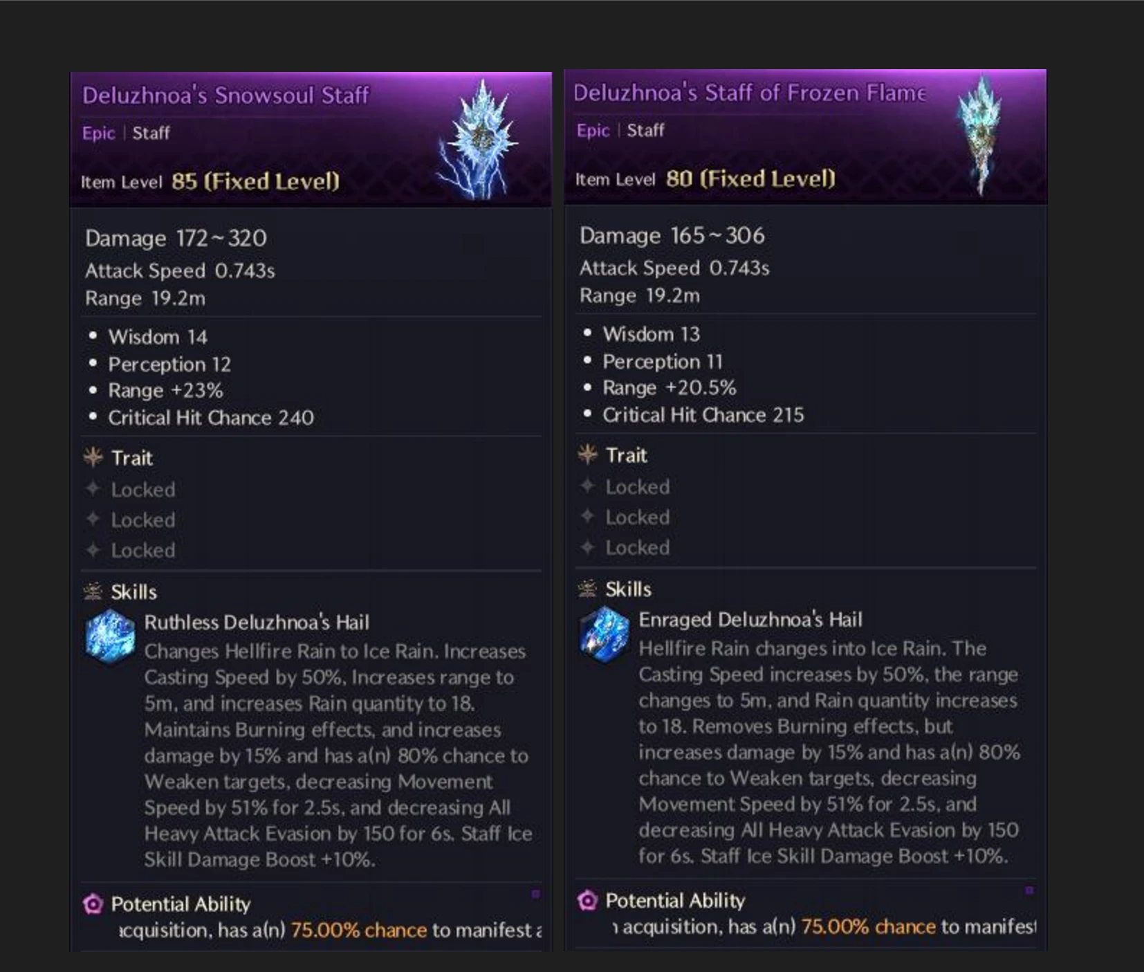 Deluzhnoa's Snowsoul Staff vs Staff of Frozen Flame
