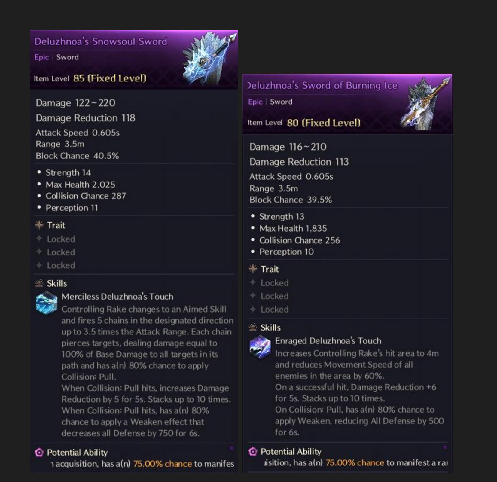 Deluzhnoa's Snowsoul Sword vs Sword of Burning Ice